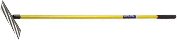 Ability One - Flat Rake with 62" Straight Fiberglass Handle - 16 Tines, 3" Tine Length - Apex Tool & Supply