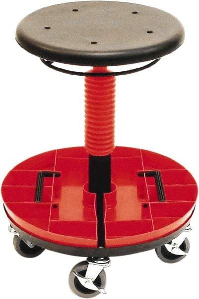 ShopSol - 300 Lb Capacity, 5 Wheel Trolley Stool - Polyurethane, 18" Long x 19" Overall Height x 18" Wide - Apex Tool & Supply