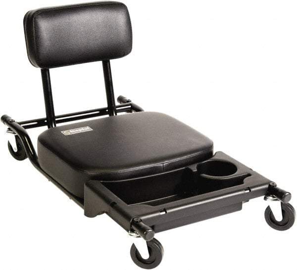 ShopSol - 300 Lb Capacity, 4 Wheel Creeper Seat - Steel/Vinyl, 32" Long x 18" Overall Height x 16" Wide - Apex Tool & Supply