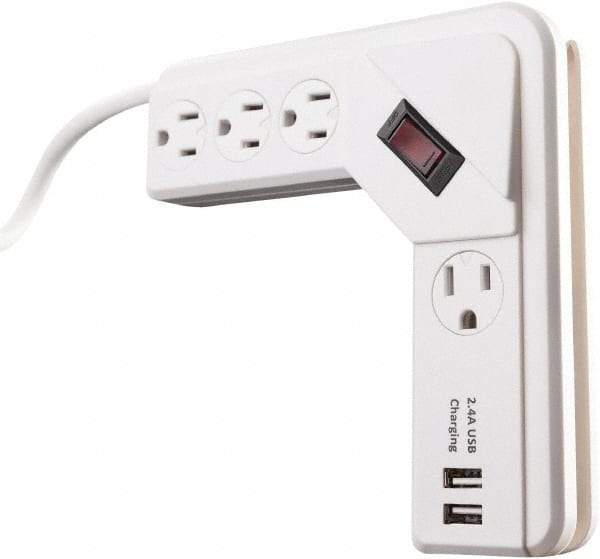 Woods PRO - 4 Outlets, 125 Volts, 15 Amps, 4' Cord, Power Outlet Strip - Keyhole Mount, 5-15 NEMA Configuration, 6-1/2" Strip, cULus - Apex Tool & Supply