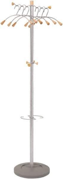 Alba - 4 Hooks, 18-7/8" Long x 14" Deep, Steel & Wood Floor Rack - 68-1/2" High - Apex Tool & Supply