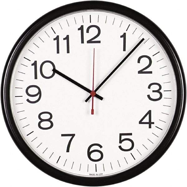 UNIVERSAL - White Face, Dial Wall Clock - Analog Display, Black Case, Runs on AA Battery - Apex Tool & Supply