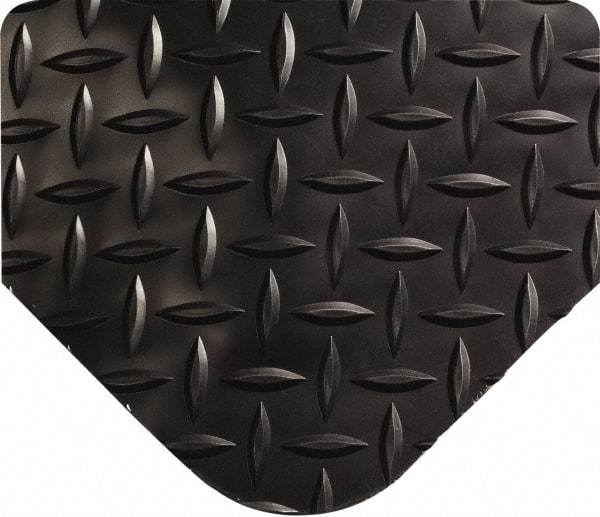Wearwell - 9' Long x 2' Wide, Dry Environment, Anti-Fatigue Matting - Black, Vinyl with Vinyl Sponge Base, Beveled on All 4 Sides - Apex Tool & Supply