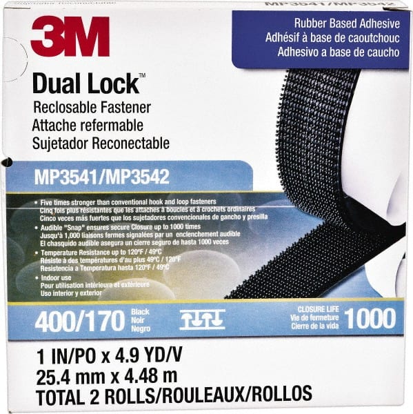 3M - 1" x 5 Yd Adhesive Backed Dual Lock Hook & Loop Roll - Apex Tool & Supply