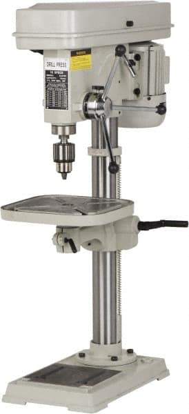 Enco - 346mm Swing, Step Pulley Drill Press - 16 Speed, 1 hp, Single Phase - Apex Tool & Supply