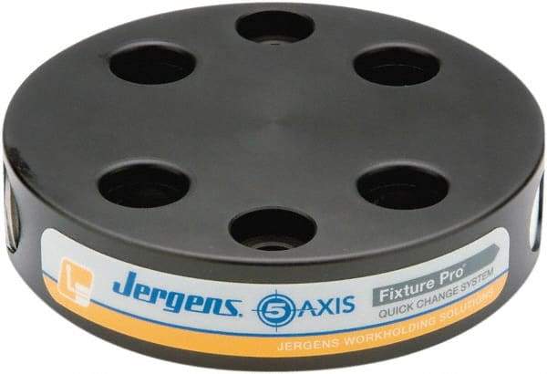 Jergens - Round Aluminum CNC Clamping Pallet - 130mm Diam x 30mm Thick - Apex Tool & Supply