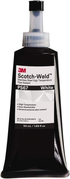 3M - 50 mL Tube White Pipe Sealant - Dimethacrylate, 400°F Max Working Temp, For Seal Hydraulic & Pneumatic Pipes & Fittings - Apex Tool & Supply