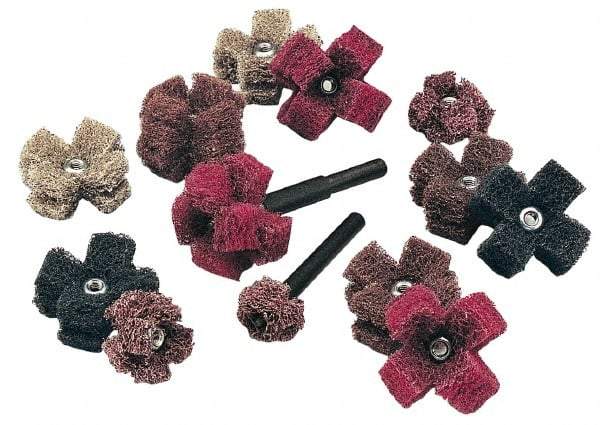 Standard Abrasives - 1-1/2" Diam Medium Density Cross Buff - 2 Plys, 8-32 Thread, Coarse Grade, 20,000 Max RPM - Apex Tool & Supply