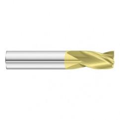 13/32 Dia. x 2-3/4 Overall Length 3-Flute Square End Solid Carbide SE End Mill-Round Shank-Center Cut-TiN - Apex Tool & Supply