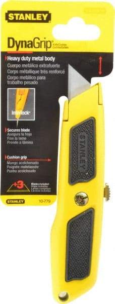 Stanley - Retractable Utility Knife - Plastic with Rubber Grip Handle, 3 Blades Included - Apex Tool & Supply