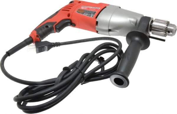 Milwaukee Tool - 120 Volt 1/2" Keyed Chuck Electric Hammer Drill - 0 to 20,000 & 0 to 40,000 BPM, 0 to 1,350 & 0 to 2,500 RPM, Reversible - Apex Tool & Supply