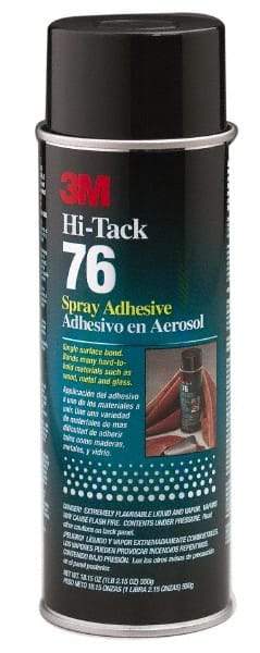 3M - 24 oz Aerosol Clear Spray Adhesive - High Tack, 160°F Heat Resistance, 28 Sq Ft Coverage, High Strength Bond, 10 min Max Bonding Time, Flammable, Series High-Tack 76 - Apex Tool & Supply