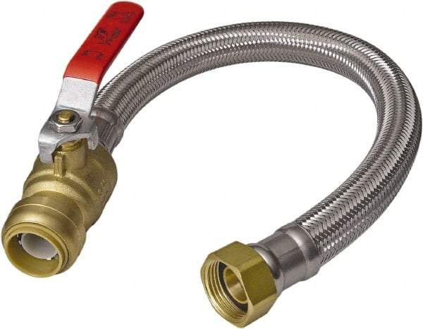 SharkBite - 3/4" Push to Connect Inlet, 3/4" FIP Outlet, Braided Stainless Steel Flexible Connector - Stainless Steel, Use with Water Air Connectors - Apex Tool & Supply