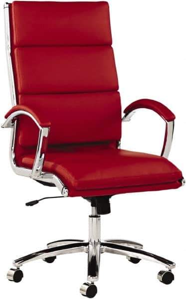 ALERA - 45-1/4" High High Back Chair - 24" Wide x 27-1/4" Deep, Leather Seat, Red - Apex Tool & Supply