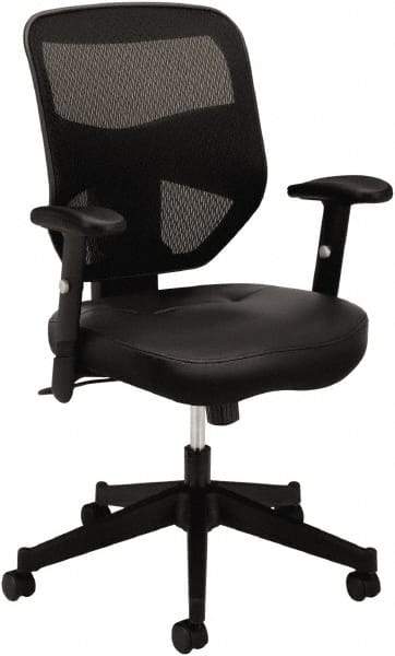 Basyx - 42-1/2" High High Back Chair - 29" Wide x 36" Deep, Leather Seat, Black - Apex Tool & Supply