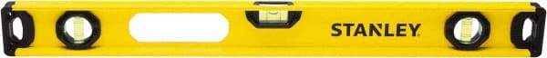 Stanley - 24" Long 3 Vial I-Beam Level - Aluminum, Yellow, 1 Level & 2 Plumb Vials - Apex Tool & Supply