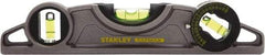 Stanley - Magnetic 9" Long 3 Vial Torpedo Level - ABS Plastic, Silver, 1 45°, 1 Level & 1 Plumb Vials - Apex Tool & Supply