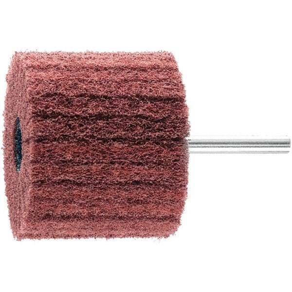 PFERD - 2-3/8" Diam x 2" Face Width, Aluminum Oxide Nonwoven Mounted Flap Wheel - 1/4" Shank Mount, 180 Grit, 10,000 Max RPM - Apex Tool & Supply