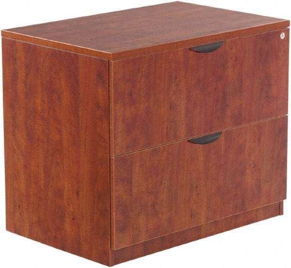 ALERA - 34" Wide x 29-1/2" High x 22-3/4" Deep, 2 Drawer Lateral File - Woodgrain Laminate, Medium Cherry - Apex Tool & Supply