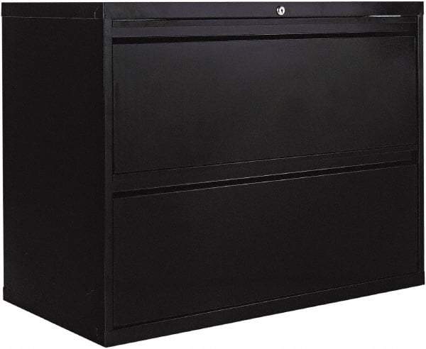 ALERA - 36" Wide x 28.38" High x 19-1/4" Deep, 2 Drawer Lateral File - Steel, Black - Apex Tool & Supply
