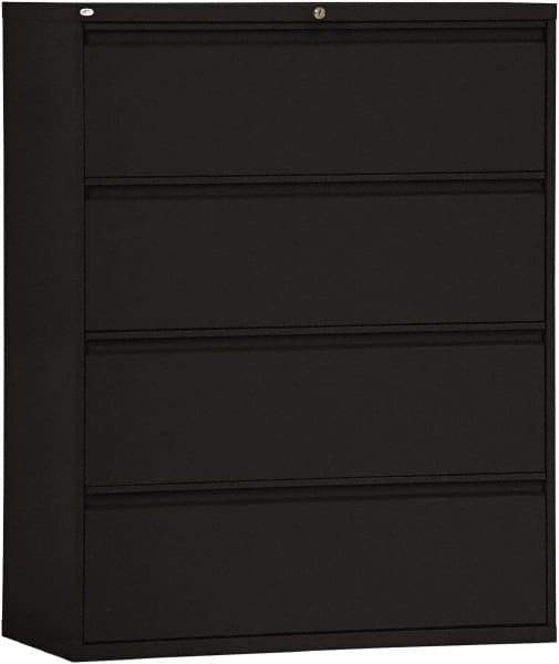 ALERA - 42" Wide x 53-1/4" High x 19-1/4" Deep, 4 Drawer Lateral File - Steel, Black - Apex Tool & Supply