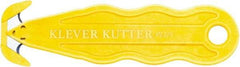 Klever Innovations - Recessed/Hook Blade Safety Cutter - 1-1/4" Carbon Steel Blade, Yellow Nylon Handle, 1 Blade Included - Apex Tool & Supply