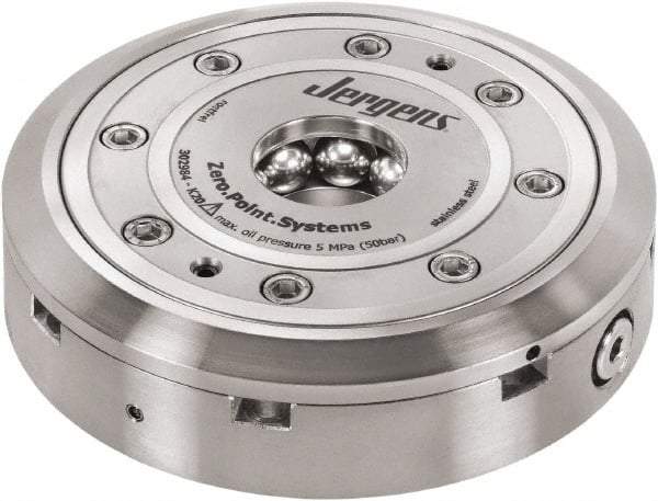 Jergens - ZPS Hydraulic CNC Quick Change Clamping Module - 1 Module Center, M22 Top Mount, 25 kN Retention Force, 50 bar (725 Lb/Sq In) Unlocking Pressure, 0.005mm Repeatability - Apex Tool & Supply