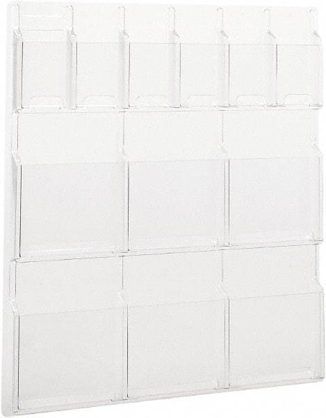 Safco - 30" Wide x 2" Deep x 34-3/4" High, 12 Compartments, Plastic Literature Display Board - Clear, 9-1/2" Compartment Width x 2" Compartment Depth x 9" Compartment Height - Apex Tool & Supply