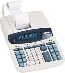 Victor - Fluorescent Printing Calculator - 8 x 11 Display Size, White, AC Powered, 6" Long x 11.4" Wide - Apex Tool & Supply