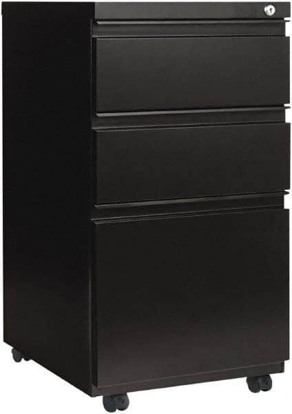 ALERA - 14-7/8" Wide x 28-1/4" High x 23-1/8" Deep, 3 Drawer Pedestal - Steel, Black - Apex Tool & Supply