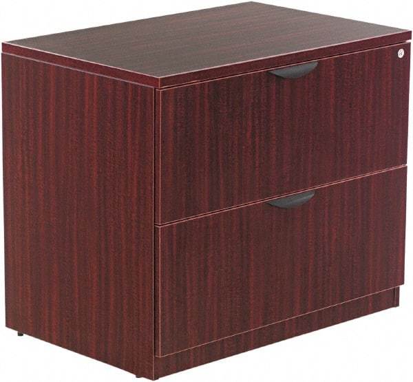 ALERA - 34" Wide x 29-1/2" High x 22-3/4" Deep, 2 Drawer Lateral File - Woodgrain Laminate, Mahogany - Apex Tool & Supply