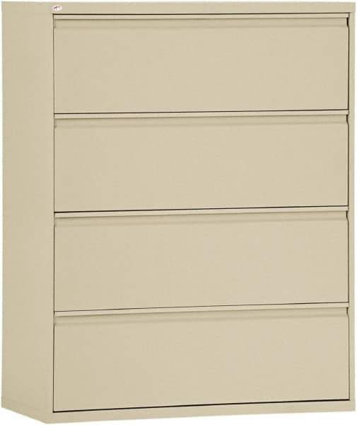 ALERA - 42" Wide x 53-1/4" High x 19-1/4" Deep, 4 Drawer Lateral File - Steel, Putty - Apex Tool & Supply