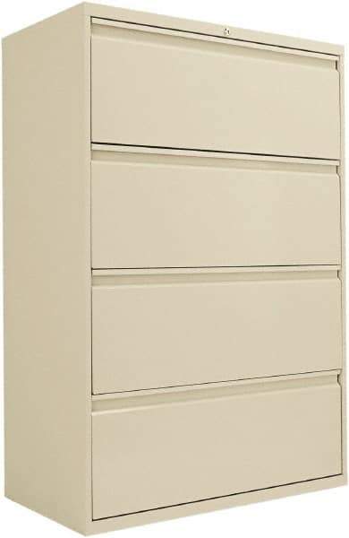 ALERA - 36" Wide x 53-1/4" High x 19-1/4" Deep, 4 Drawer Lateral File - Steel, Putty - Apex Tool & Supply