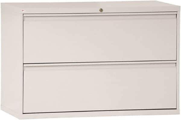 ALERA - 42" Wide x 28-3/8" High x 19-1/4" Deep, 2 Drawer Lateral File - Steel, Light Gray - Apex Tool & Supply