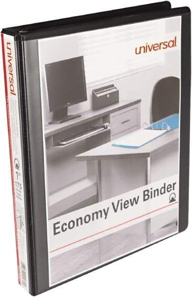 UNIVERSAL - 175 Sheet Capacity, 11 x 8-1/2", View Ring Binder - Polypropylene, Black - Apex Tool & Supply