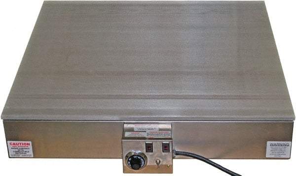 Valad Electric Heating - 36" Long x 36 Wide x 7" High, 110/120 Volt Hot Plate - 100 to 550°F, 1 Burner, Aluminum Plate, 1500 Watt, 13.6 Amps, 304 Stainless Steel Base - Apex Tool & Supply