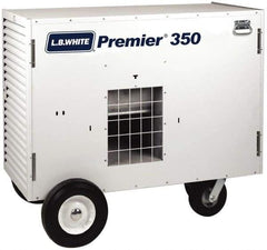 LB White - 350,000 BTU Rating, Two Stage Ductable Unit Heater - 9,000 Sq Ft Max Heating Area, 500 Gal Tank Capacity, Fuel with Propane - Apex Tool & Supply