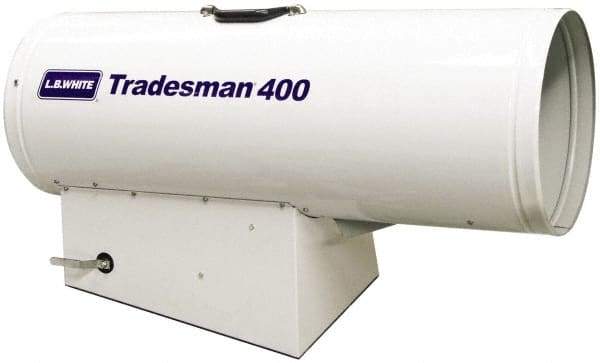 LB White - 250,000 to 400,000 BTU Rating, Propane Forced Air Heater with Thermostat - 9,000 Sq Ft Max Heating Area, 2 to 100 Lb Cylinders Capacity, Fuel with Propane - Apex Tool & Supply