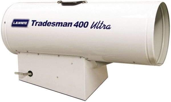 LB White - 250,000 to 400,000 BTU Rating, Propane Forced Air Heater with Thermostat - 9,000 Sq Ft Max Heating Area, 2 to 100 Lb Cylinders Capacity, Fuel with Propane - Apex Tool & Supply