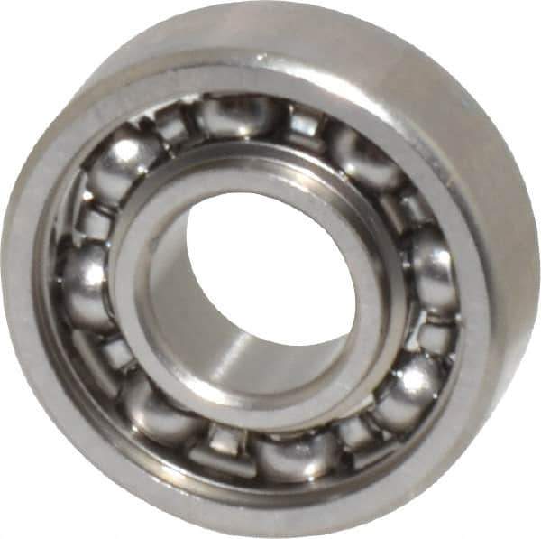 Value Collection - 3/64" Bore Diam, 5/32" OD, Open Miniature Radial Ball Bearing - 1/16" Wide, 1 Row, Round Bore, 9 Lb Static Capacity, 31 Lb Dynamic Capacity - Apex Tool & Supply