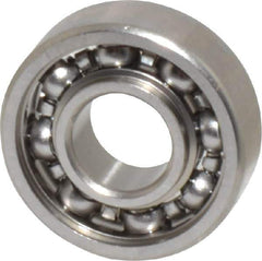 Value Collection - 3/32" Bore Diam, 5/16" OD, Open Miniature Radial Ball Bearing - 7/64" Wide, 1 Row, Round Bore, 40 Lb Static Capacity, 124 Lb Dynamic Capacity - Apex Tool & Supply