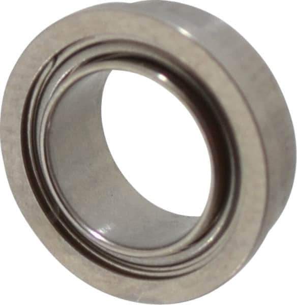 Value Collection - 1/4" Bore Diam, 3/8" OD, Double Shield Miniature Radial Ball Bearing - 1/8" Wide, With Flange, 1 Row, Round Bore, 33 Lb Static Capacity, 84 Lb Dynamic Capacity - Apex Tool & Supply