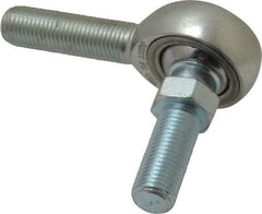 Made in USA - 3/8" ID, 1" Max OD, 9,550 Lb Max Static Cap, Male Spherical Rod End with Stud - 3/8-24 RH, Alloy Steel with Steel Raceway - Apex Tool & Supply