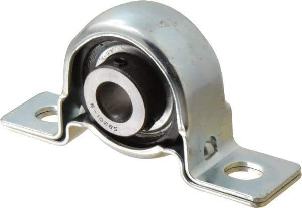 Value Collection - 1/2" ID, 3.8437" OAL x 2" OAH Pillow Block - 1,060 Lb Static Cap, 2,110 Lb Dyn Cap, 2.9843" Btw Mnt Hole Ctrs, 1" Base-to-Ctr Ht, Stamped Steel Rubber Mount - Apex Tool & Supply