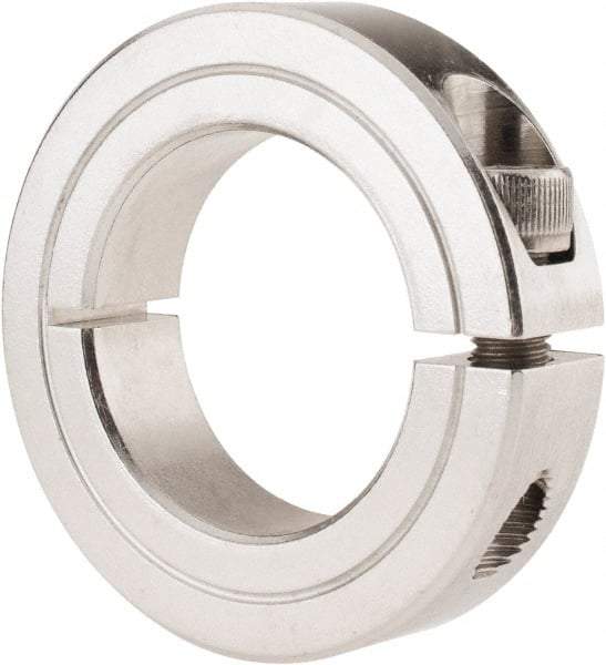 Climax Metal Products - 1-1/4" Bore, Stainless Steel, One Piece Clamp Collar - 2-1/16" Outside Diam, 1/2" Wide - Apex Tool & Supply
