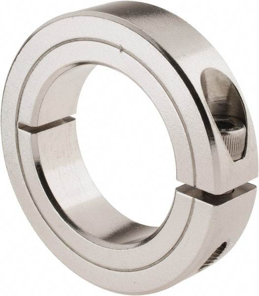 Climax Metal Products - 1-1/2" Bore, Stainless Steel, One Piece Clamp Collar - 2-3/8" Outside Diam, 9/16" Wide - Apex Tool & Supply