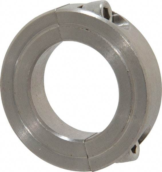 Climax Metal Products - 1-1/8" Bore, Stainless Steel, Two Piece Shaft Collar - 1-7/8" Outside Diam, 1/2" Wide - Apex Tool & Supply