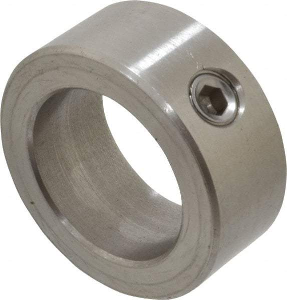 Climax Metal Products - 1" Bore, Stainless Steel, Set Screw Shaft Collar - 1-1/2" Outside Diam, 5/8" Wide - Apex Tool & Supply