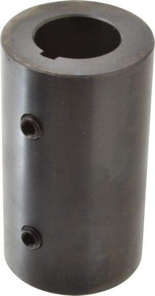 Climax Metal Products - 1-1/4" Inside x 2-1/4" Outside Diam, Mild Steel Set Screw Rigid Coupling with keyway - 4" Long x 1/4" Keyway Width x 1/8" Keyway Depth - Apex Tool & Supply
