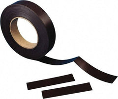 Aigner Index - 600" Long x 1" Wide x 0.03" Thick Flexible Magnetic Rectangular Strip - 0.8 Lb Max Pull Force, Plain Back, Black - Apex Tool & Supply